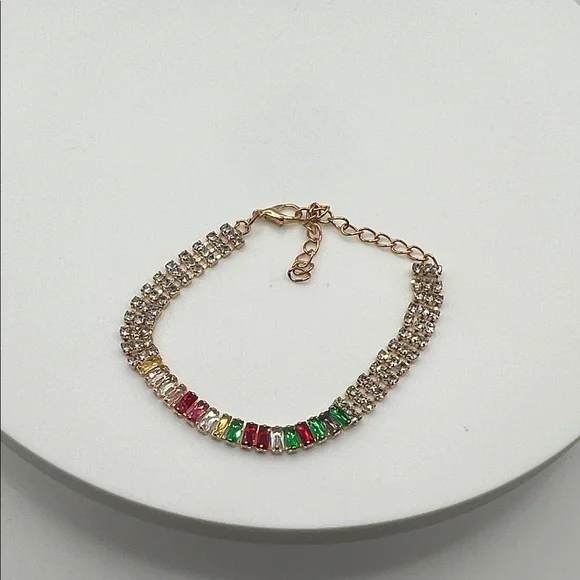388. Elegant Multicolor Gemstone Bracelet - Picture 1 of 2